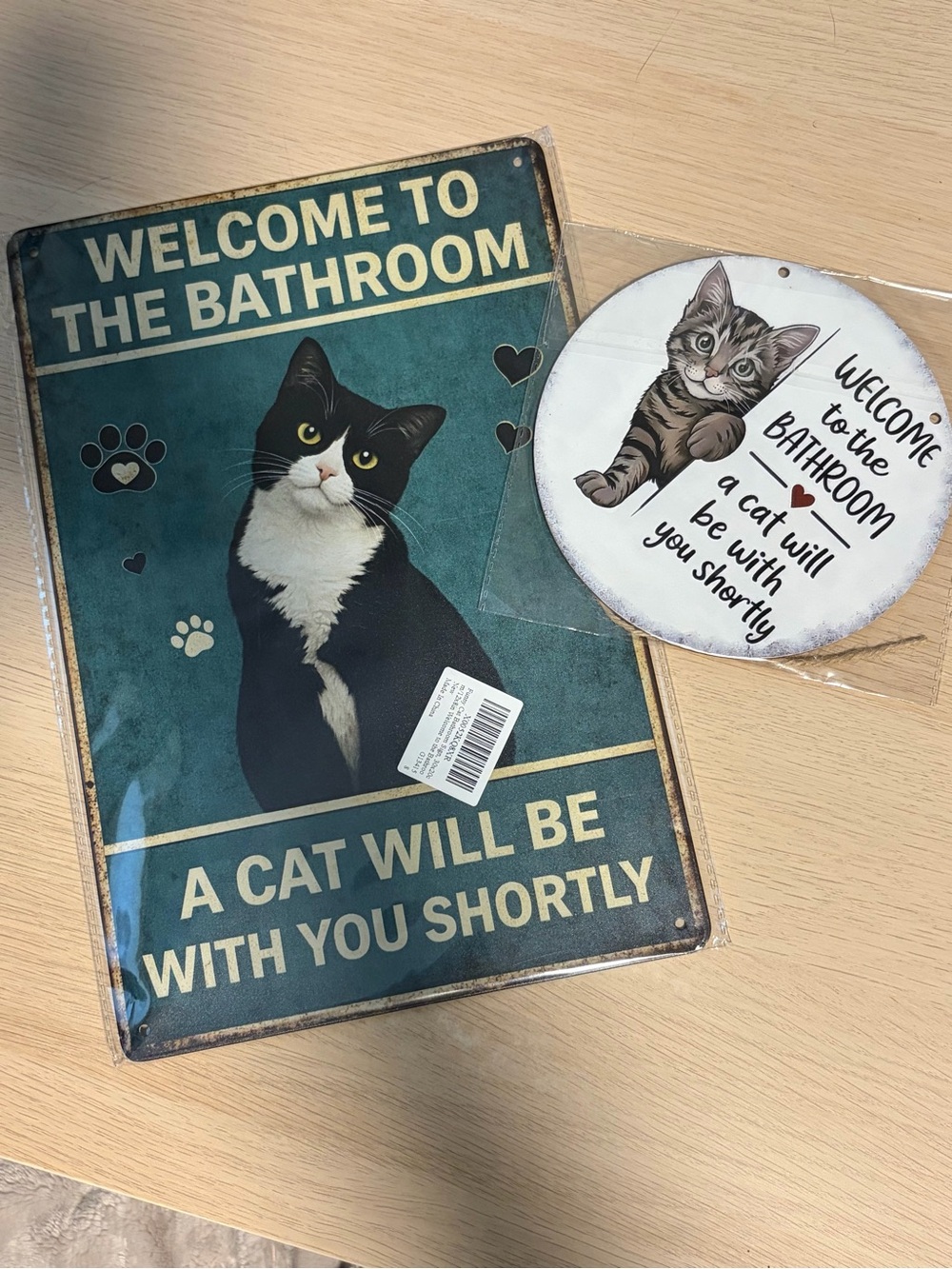 3/$10 🌸 Bundle of two cat bathroom signs